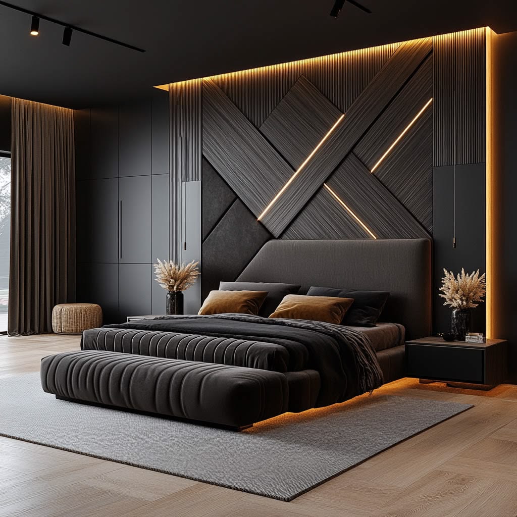a bedroom with an elegant and modern design --chaos 20 --personalize 52gvwdq --stylize 500 --v 6.1 Job ID: 3108a99a-b6be-45f8-bdc3-f5e9a3bd0455